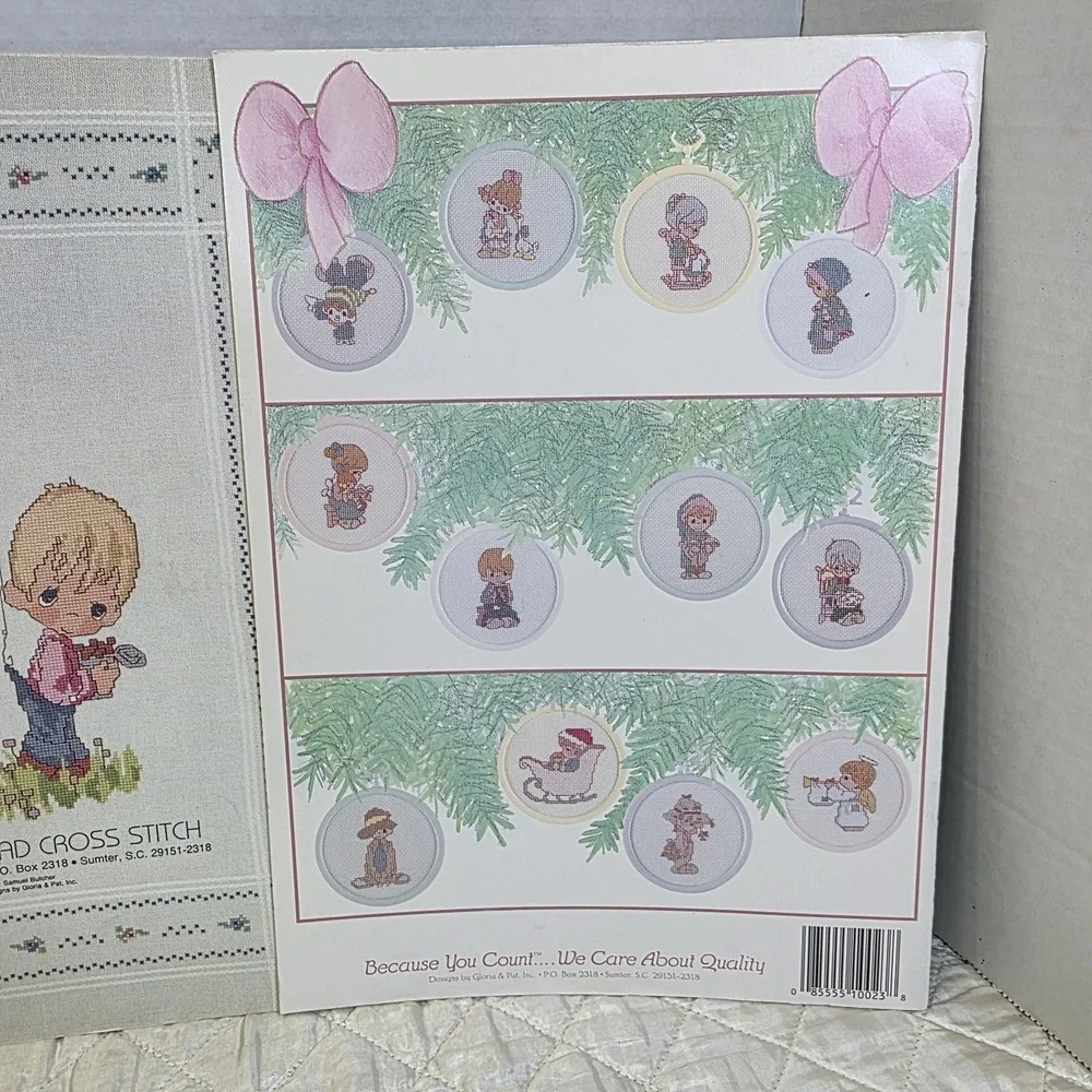 Lot Of 4 Vintage Precious Moments Cross Stitch Pattern Books Gloria & Pat 1980s